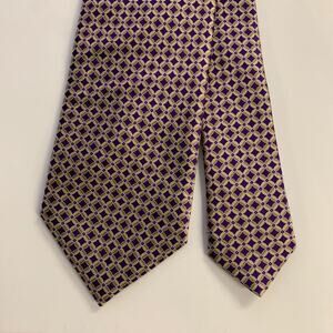 BRIONI Purple Tan Geometric Silk Tie